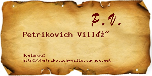 Petrikovich Villő névjegykártya